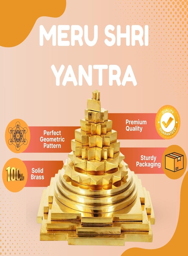 ARKAM Meru Yantra/Brass Meru Shri Yantram/Brass Sumeru Shree Yantr/Pital Meru Yantra - Solid/ 3D Meru Shri Yantra (3x3 inches),Religious - Image 2